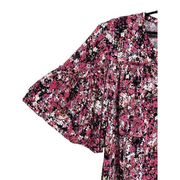 Chelsea Studio 100% Rayon Pink Floral Short Sleeve Woman's Blouse Size 2X - Picture 3 of 9